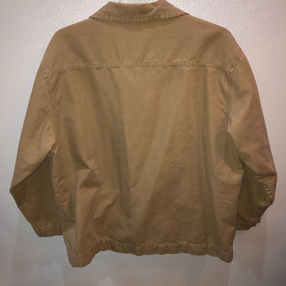 Eddie Bauer Womens Size XL Tan Canvas Chore Jacket Flannel Lined Field Barn Coat - Picture 6 of 10